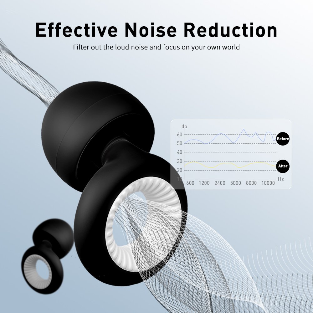 Customised LOGO Reusable Silicone Ear plugs Noise Reduction Safety Hearing Protection Silicone Earplugs Sleeping Ear plugs 28DB