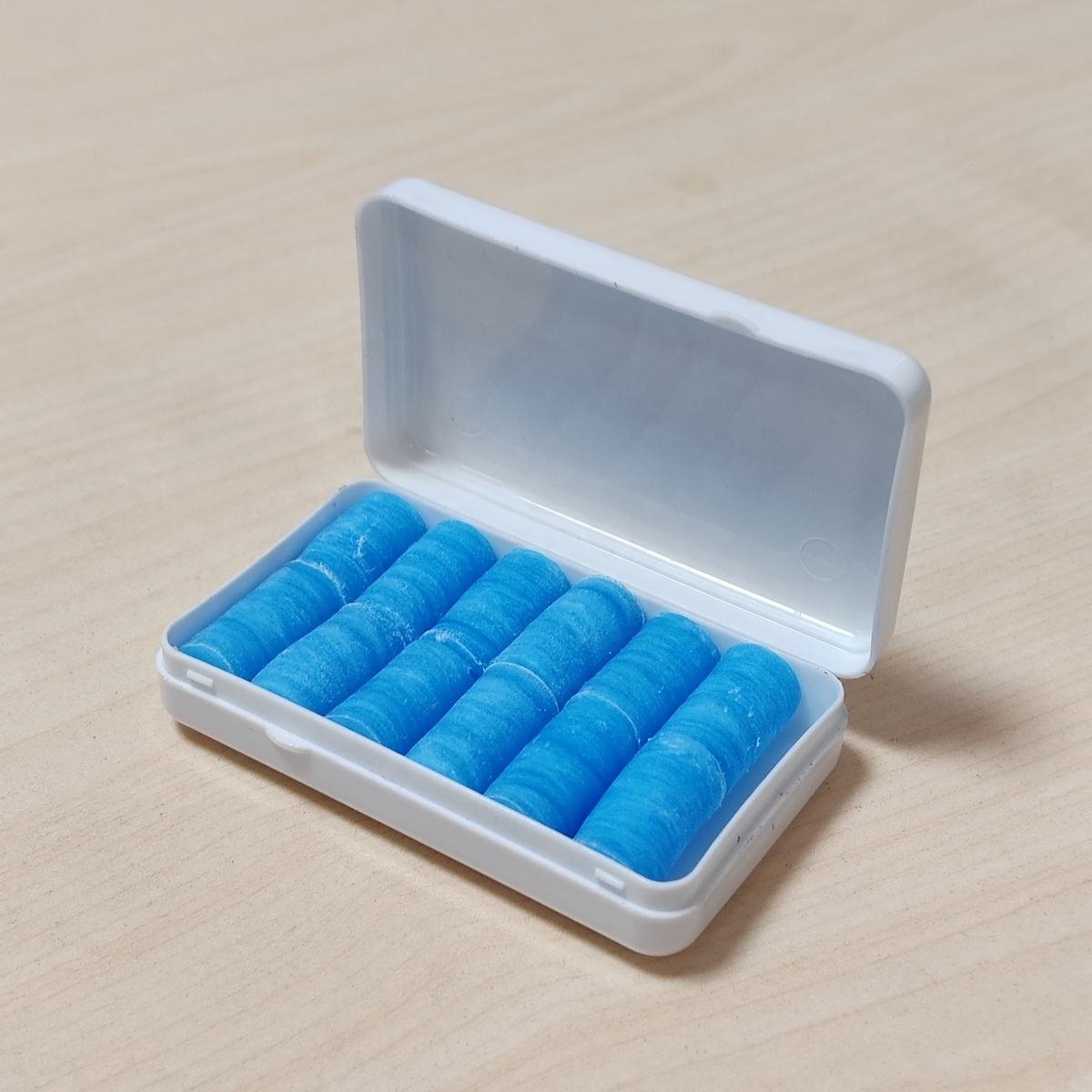 Blue Wax Cotton Roll Shape Swimming and Sleeping Earplugs