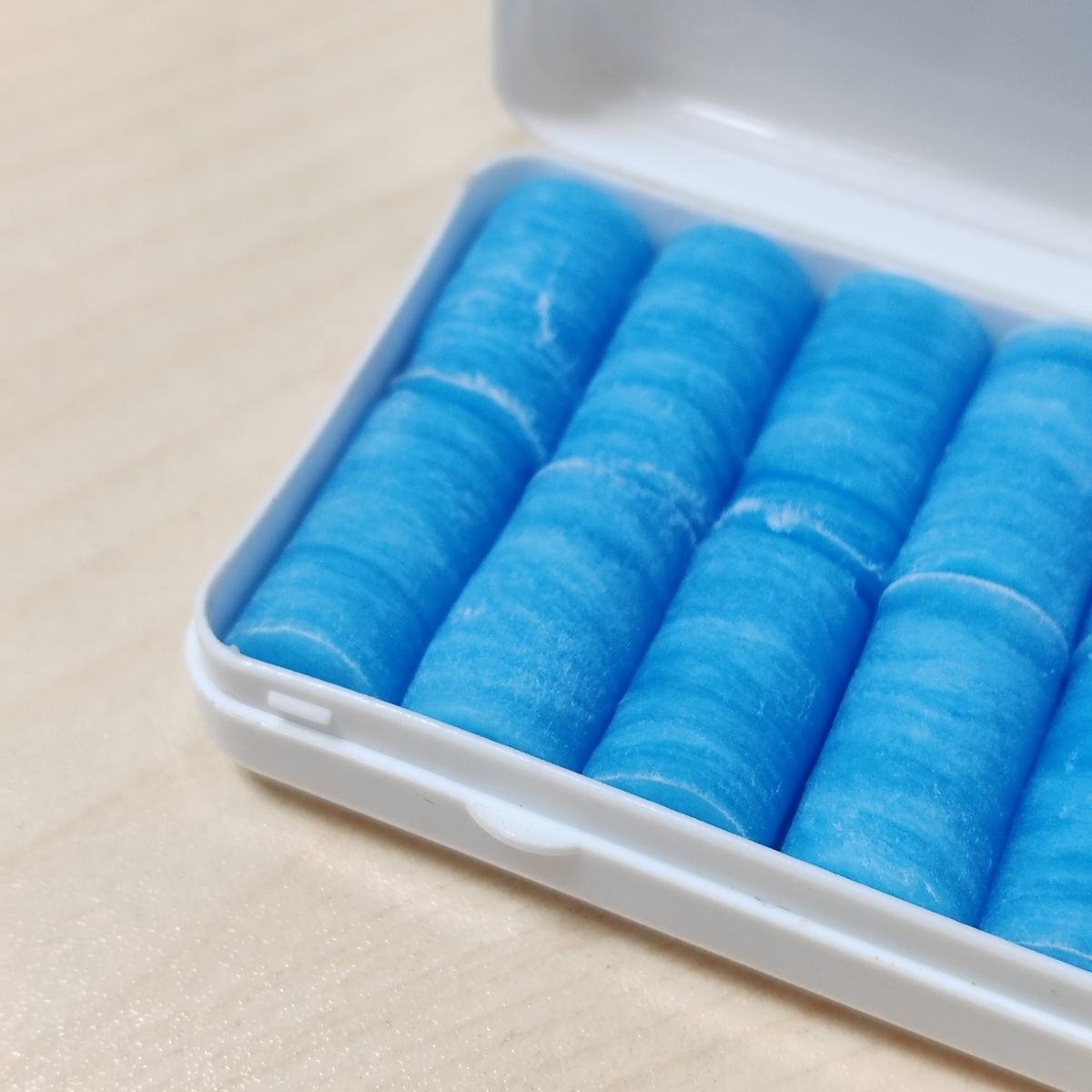 Blue Wax Cotton Roll Shape Swimming and Sleeping Earplugs