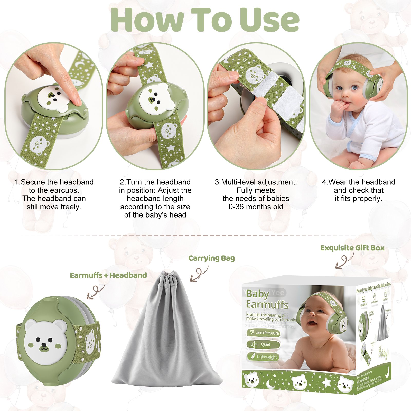 Hearing protection baby ear muffs noise protection ear defenders baby products earmuff protection