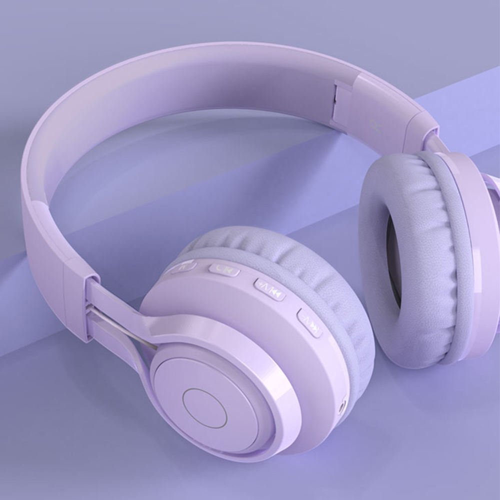 On-Ear LED Light Kids Headphones with 85dB Volume Limited Hearing Protection Wireless BT5.0 Microphone for Kids