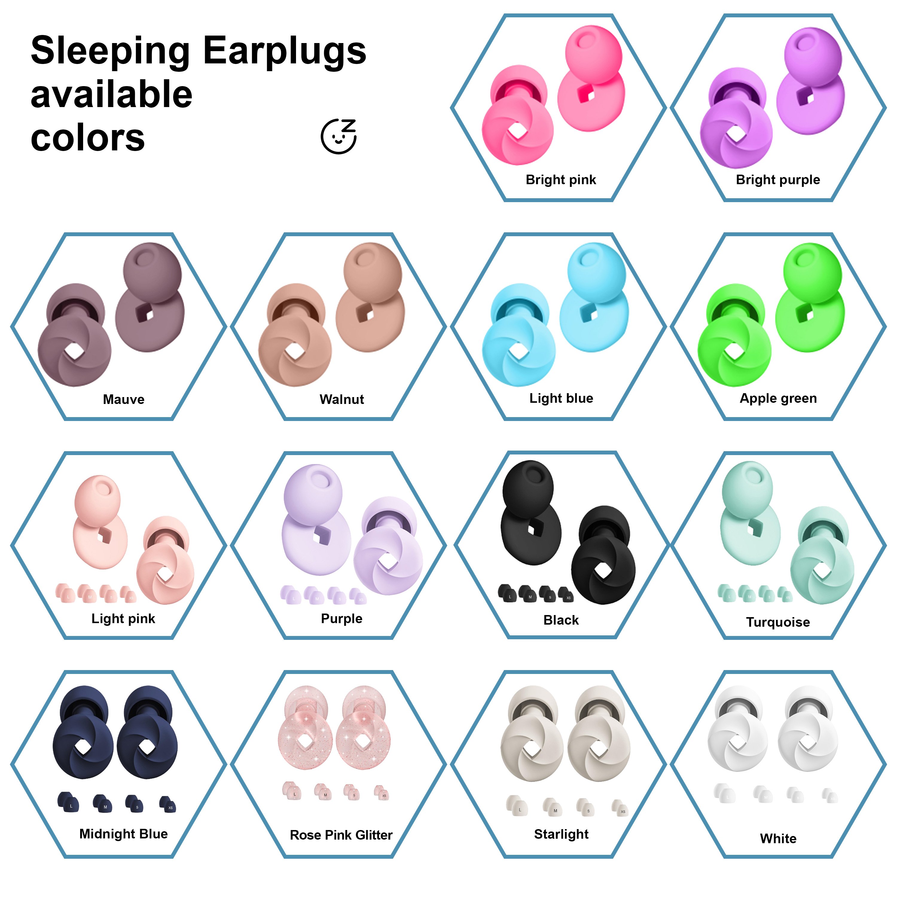4 Size Hearing Protection Earplugs Sleep Noise Cancel Soundproof Adjustable Silicone Earplugs for sleeping
