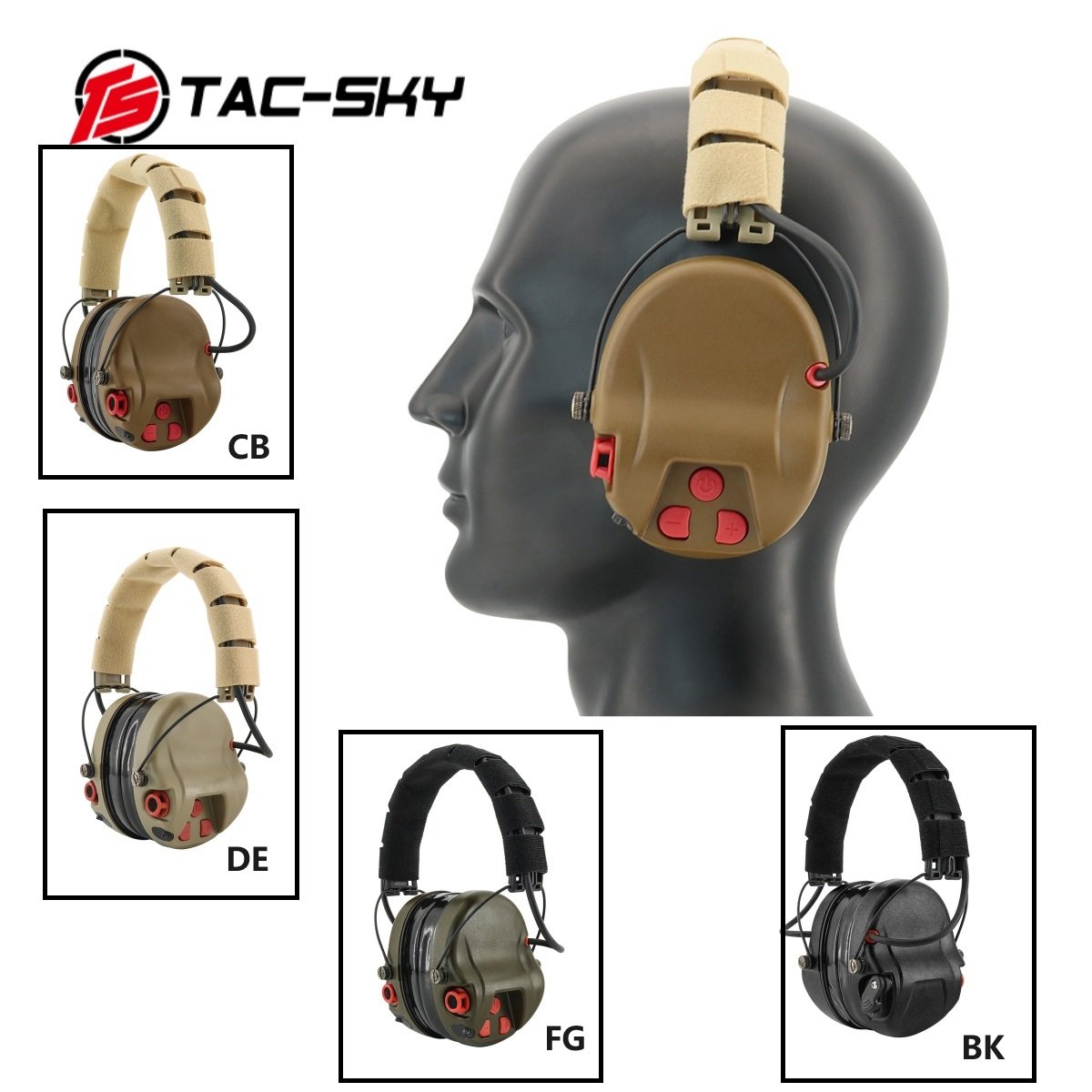 TS TAC-SKY Tactical Electronic Shooting Earmuffs with Sound AmplificationActive Noise Cancelling Earmuffs for Shooting Range