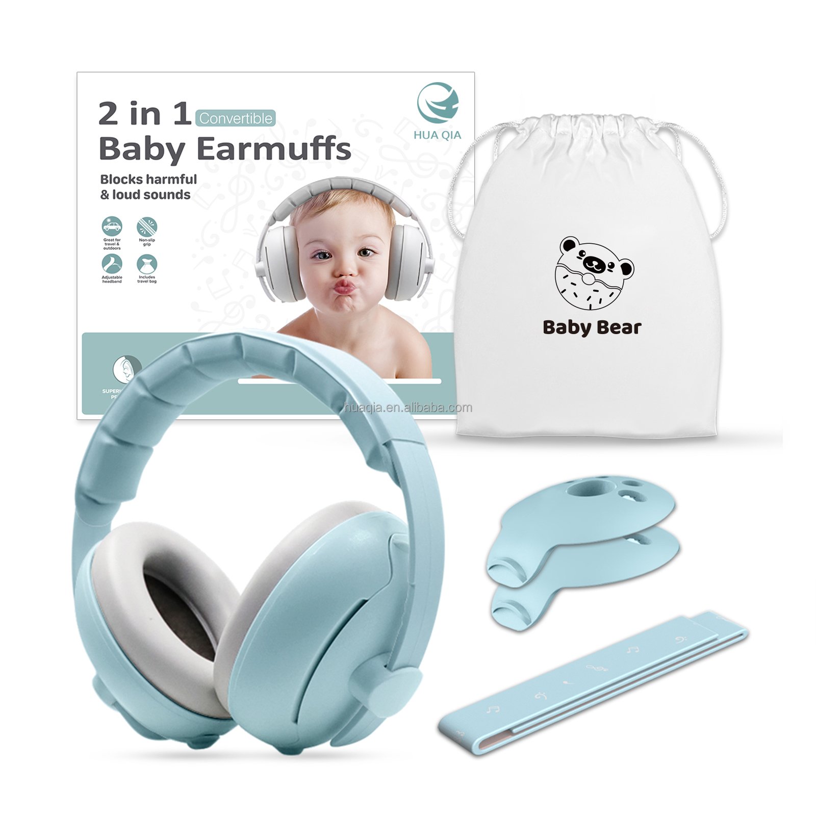 ANSI CE Breathable Adjustable Ear Cushion Blocks Harmful Loud Sounds Noise Reduction Baby Earmuffs For Infant And Toddlers
