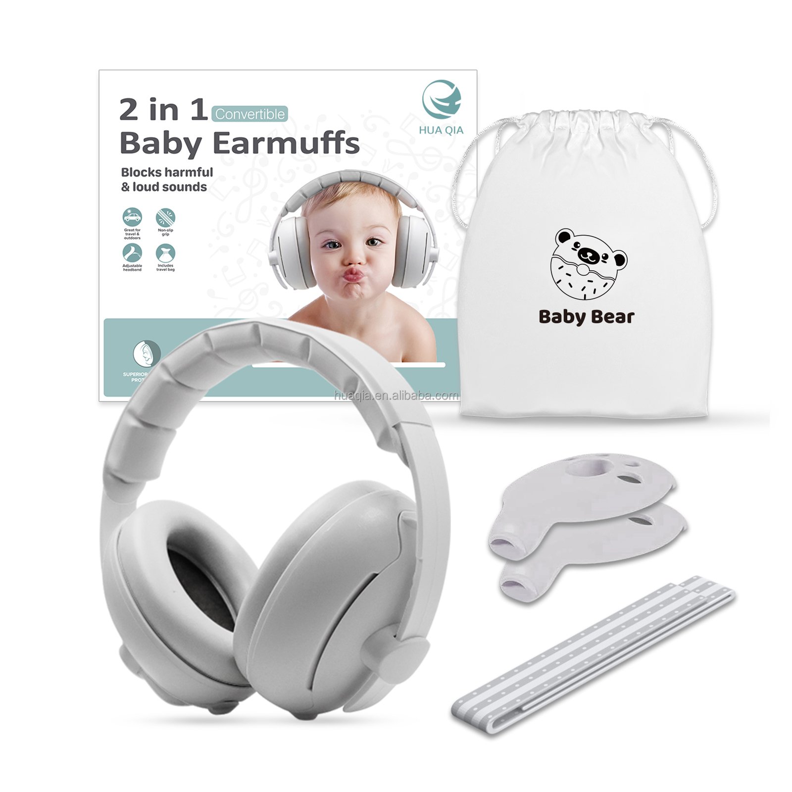 ANSI CE Breathable Adjustable Ear Cushion Blocks Harmful Loud Sounds Noise Reduction Baby Earmuffs For Infant And Toddlers