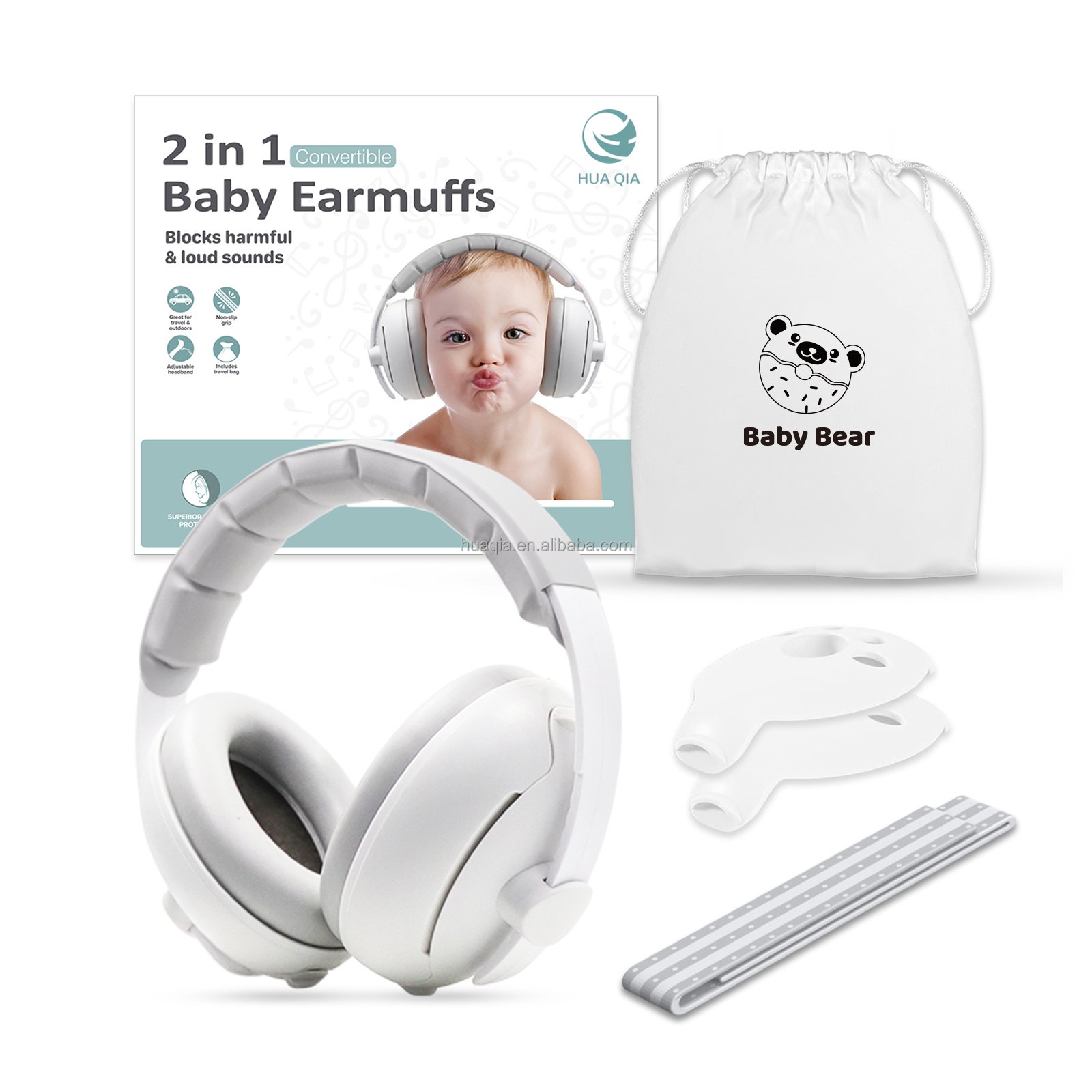 ANSI CE Breathable Adjustable Ear Cushion Blocks Harmful Loud Sounds Noise Reduction Baby Earmuffs For Infant And Toddlers
