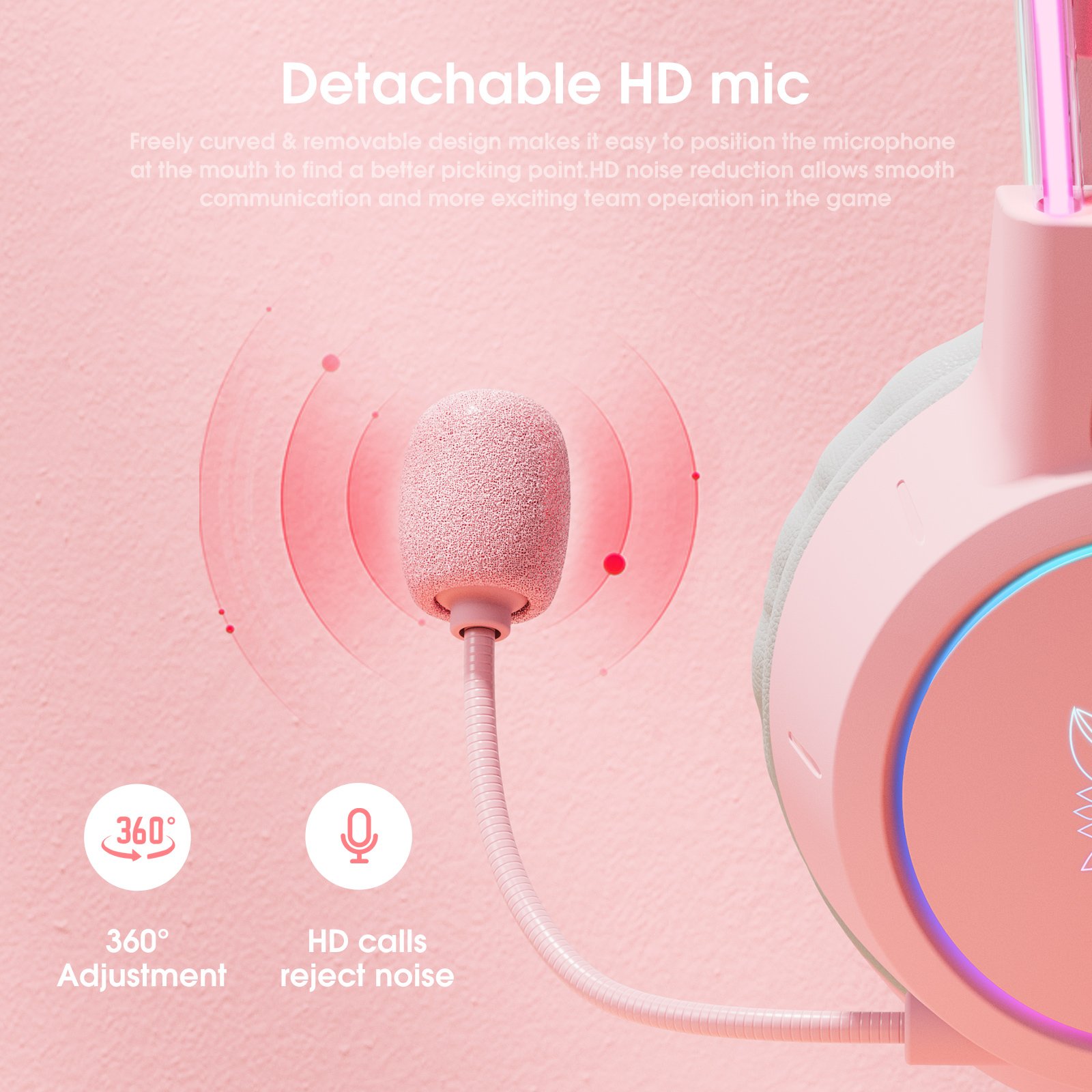 ONIKUMA X15 Pro RGB Wired Headset Cat Ear Design TWS Gaming HiFi Stereo Earphone Headphone With HD MIC