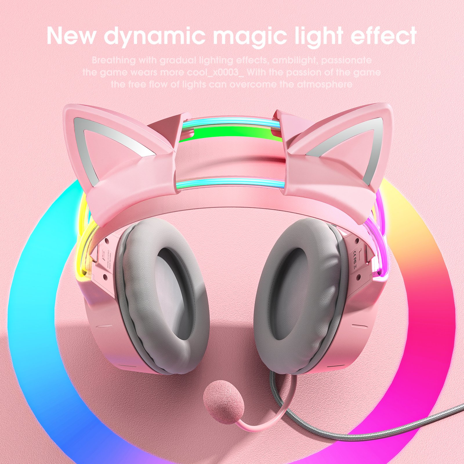 ONIKUMA X15 Pro RGB Wired Headset Cat Ear Design TWS Gaming HiFi Stereo Earphone Headphone With HD MIC