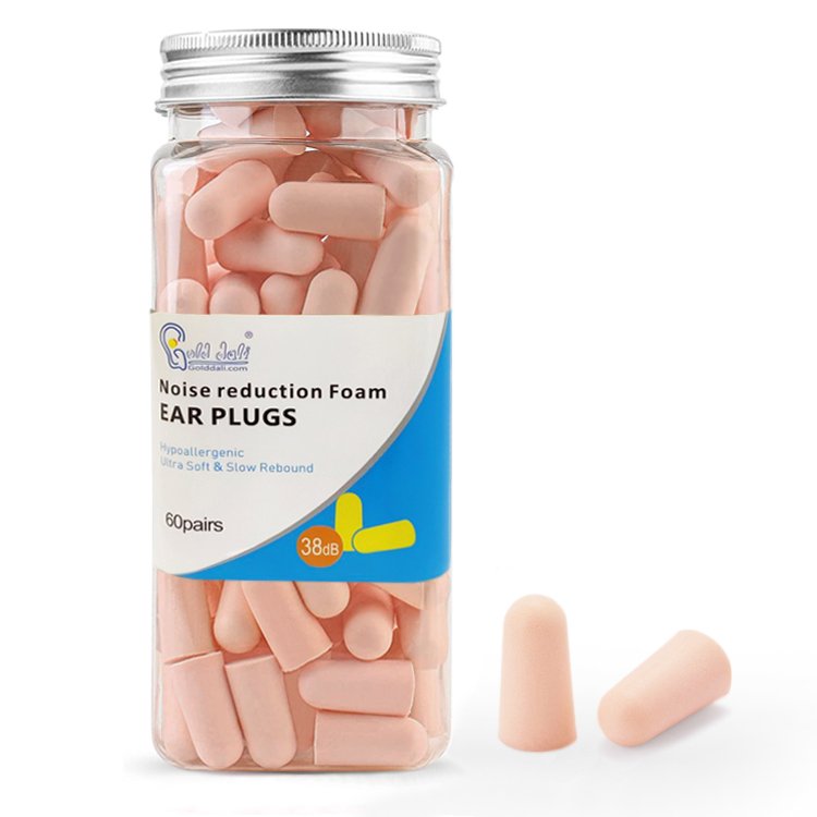 60 Pairs 38dB PU Foam Ear plugs With Plastic Case Custom Logo Disposable Ear Plugs For Sleep