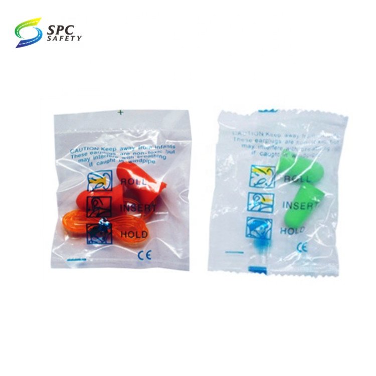 Disposable uncorded PU foam industrial Noise Reduction cancelling earplugs hearing protection safety ear plugs with plastic bag