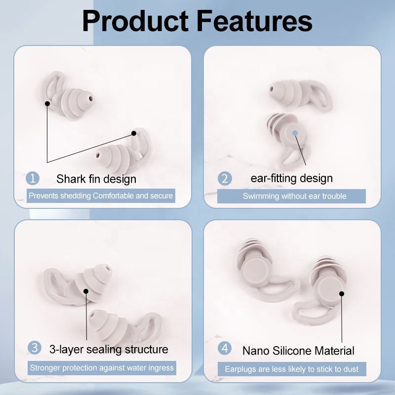Noise Reduction Sleep Earplugs Silicone Ear Plugs for Swimming Sound Insulation Sleep Earplugs Reusable Noise Reduction Earplugs