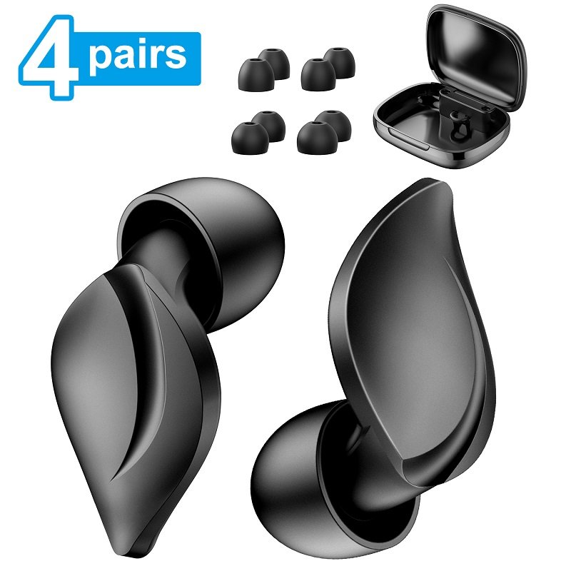 Bulk Wholesale Hearing Protection Black Color 4 Sizes Box 28dB Silicone Earplugs for Sleeping Snoring