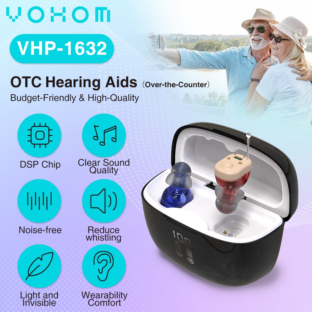 VOHOM Rechargeable hearing protection Noise Cancelling For Seniors 32 Channel Invisible Wholesale Hearing Aids Manufacturer