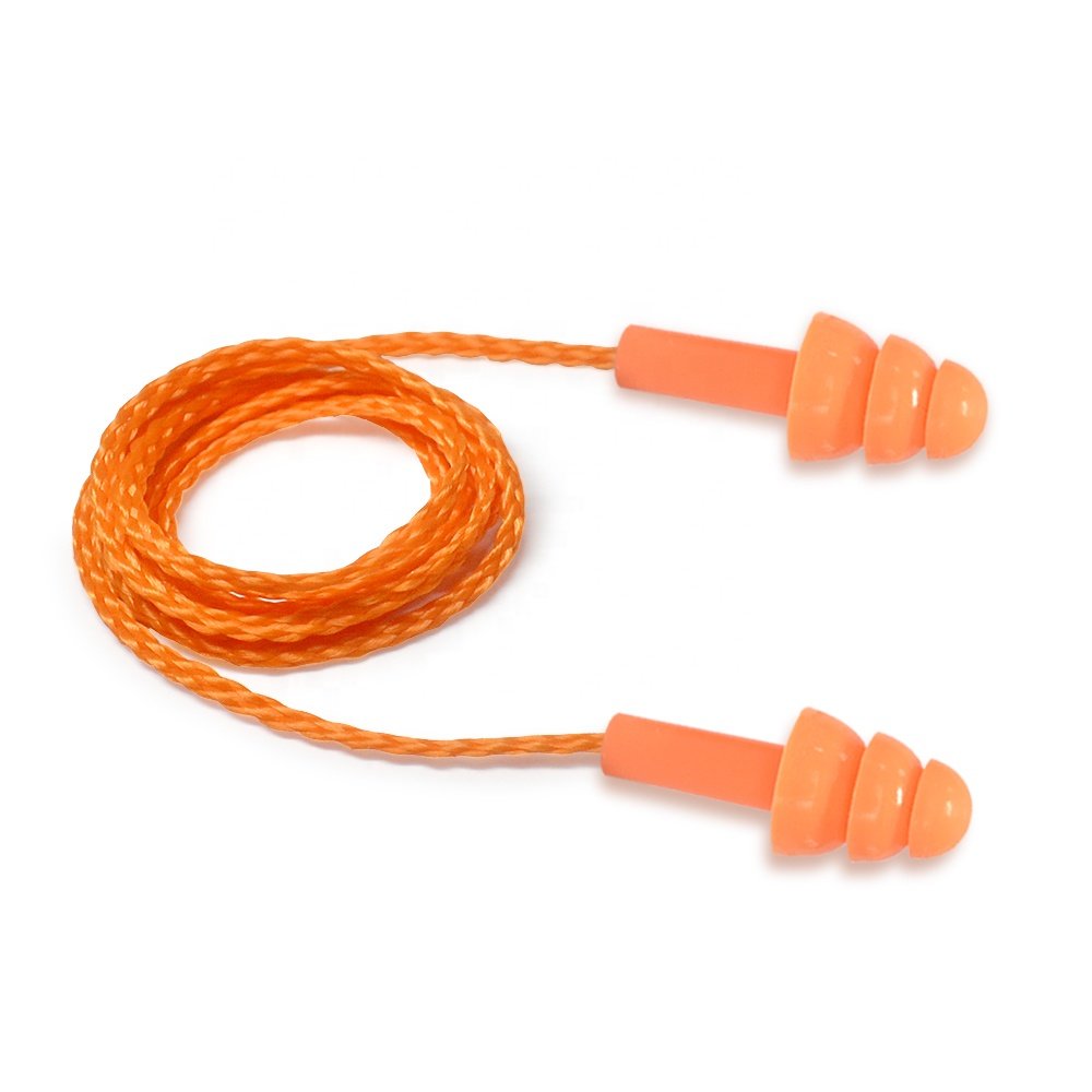 Christmas Tree Type Custom Nylon Cord Silicone Ear Plugs Sound Insulation Noise Reduction Hearing Protection