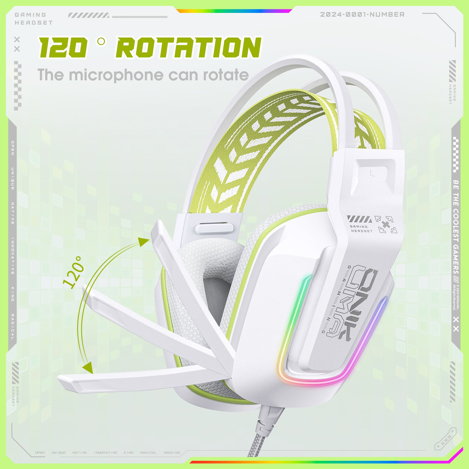 ONIKUMA X13 Gaming Headset wired Headphone LED lights Smart control Noise-cancelling Music Earphones