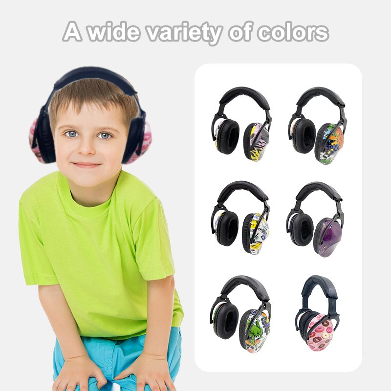 Customized Noise Reduction Foldable Adjustable Soft Ear Defender Kid Ear muff Sleeping Studying Earmuffs for Graffiti Style