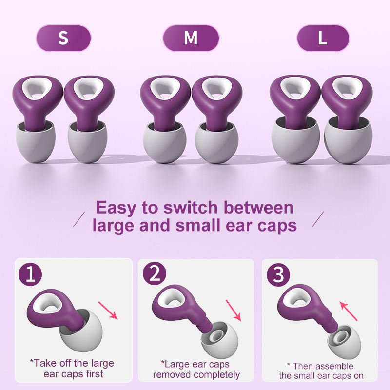 Comfortable Silicone Earplugs Noise Reduction Washable Sound Blocking Hearing Protection Sleep Work Study Snoring Safety Feature