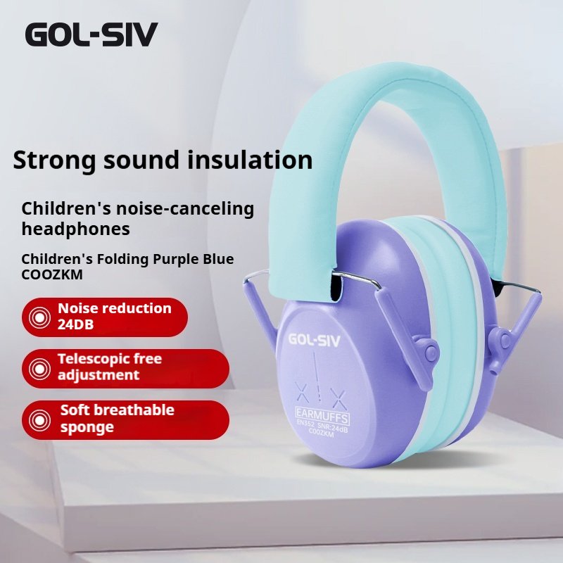 Purple ABS Children's Earmuffs Safety Noise-Reducing Earplugs for Hearing Protection Baby Safe Noise Isolating Ear Muff