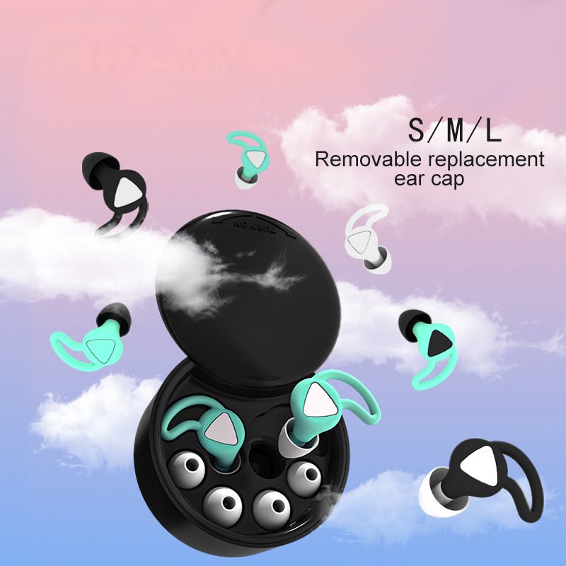 Noise Reduction Hearing Protection Shark Fin sleeping Silicone Earplugs with sliding lid box