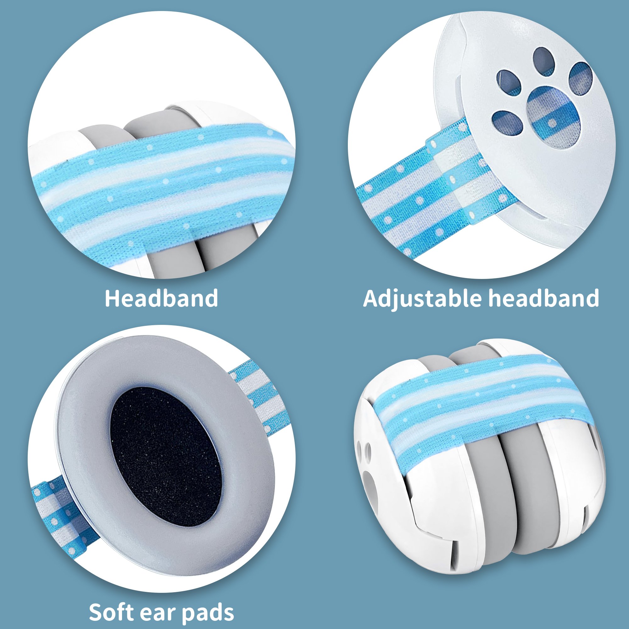 GS010 Infant Babe Anti Noise Canceling Safety Hearing Protector Adjustable Newborn Earmuffs Baby Sleeping Ear Muffs Defender