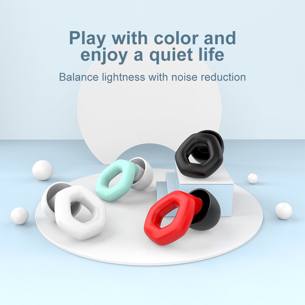 New Ear plugs Noise Reduction Silicone Earplugs with 3 Sizes Replaceable Tips for Sleeping Swimming Studying Concert