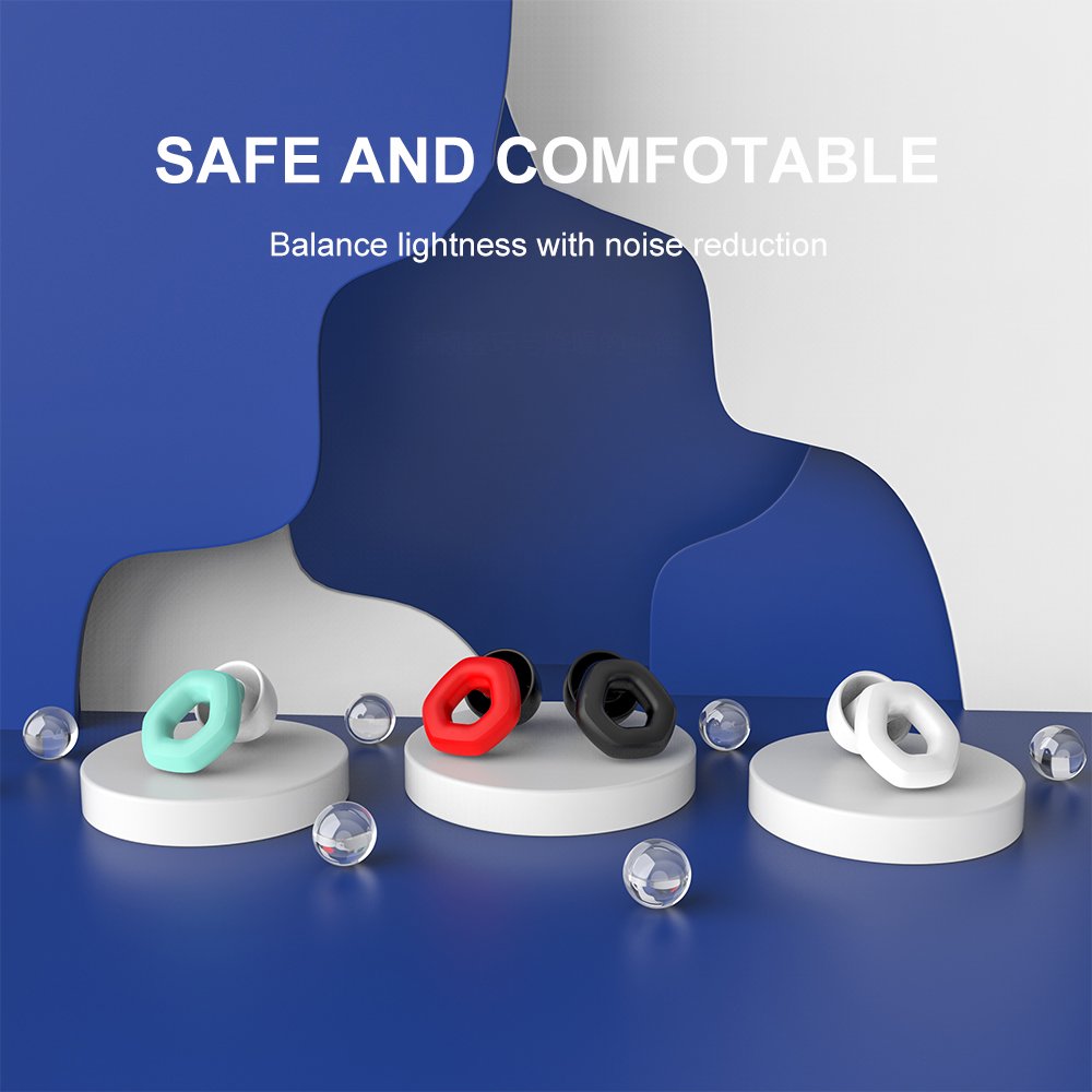 New Ear plugs Noise Reduction Silicone Earplugs with 3 Sizes Replaceable Tips for Sleeping Swimming Studying Concert