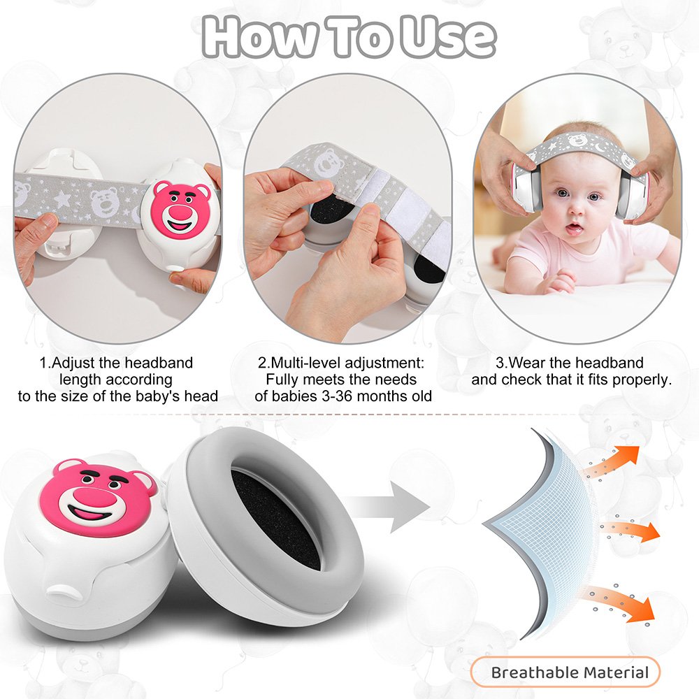 2 in 1 Baby Earmuff Sleep 25dB Noise Reduction Ear Defenders Baby Protection Hearing Protection Baby Ear Muffs