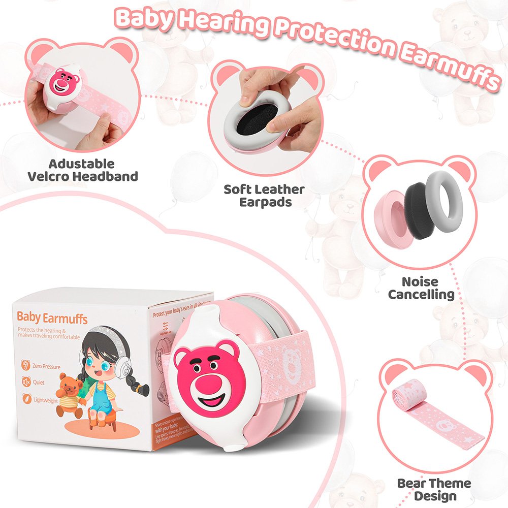 2 in 1 Baby Earmuff Sleep 25dB Noise Reduction Ear Defenders Baby Protection Hearing Protection Baby Ear Muffs