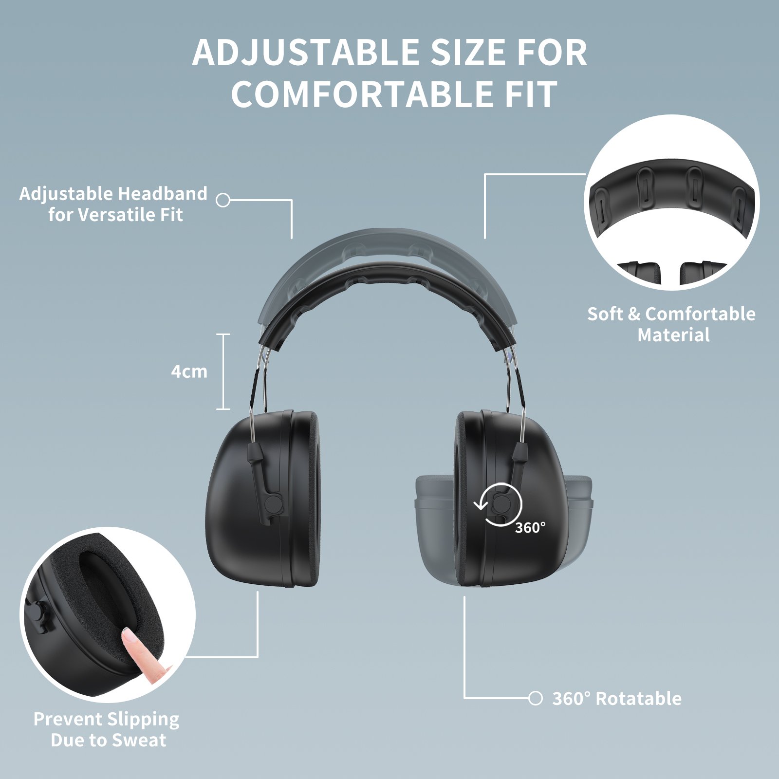 Ak 11 Mowing Construction Concerts Passive Noise Reduction Protection With Adjust Headband Noise Cancelling Ear Muffs