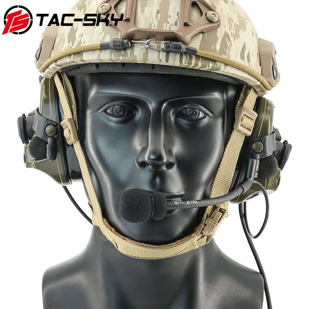 TS TAC-SKY Tactical Headset COMTAC III Noise Canceling Pickup Walkie Talkie PTT Headset Hunting Shooting Hearing Protection