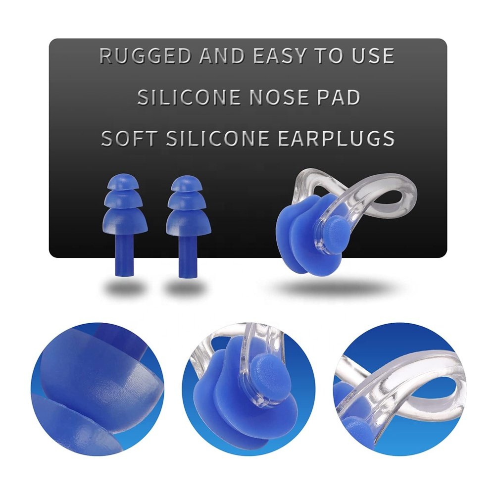 hearing protection noise reduction Waterproof Silicone Swimming Nose Clip Ear Plugs with nose clip for swim surf wash