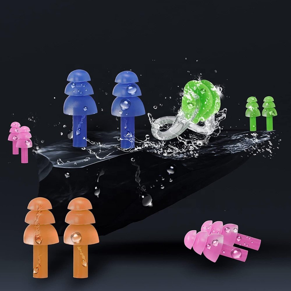 hearing protection noise reduction Waterproof Silicone Swimming Nose Clip Ear Plugs with nose clip for swim surf wash