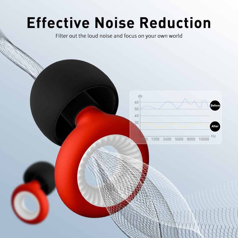 2024 Hot Sale Noise Reduction Silicone Ear Plugs Reusable Hearing Protection for Sleep