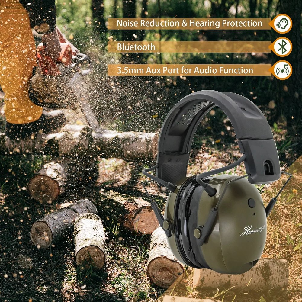 Hearing Protection with Bluetooth Headset Gel Ear Pads Used for Mowing, Snow Blowing, Construction, Workshop Ear Protection