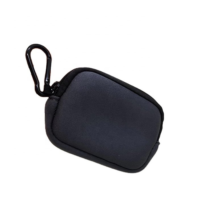 Neoprene fabric small zipper pouches,customized logo fabric portable small bag with logo for earphone or hearing protection