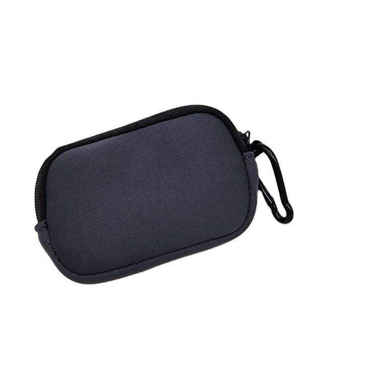 Neoprene fabric small zipper pouches,customized logo fabric portable small bag with logo for earphone or hearing protection