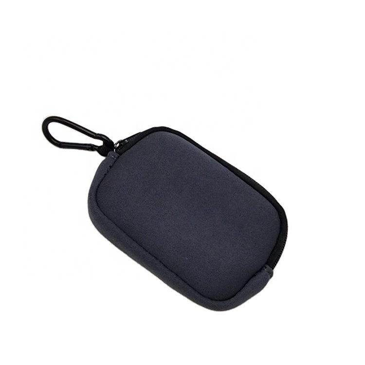 Neoprene fabric small zipper pouches,customized logo fabric portable small bag with logo for earphone or hearing protection