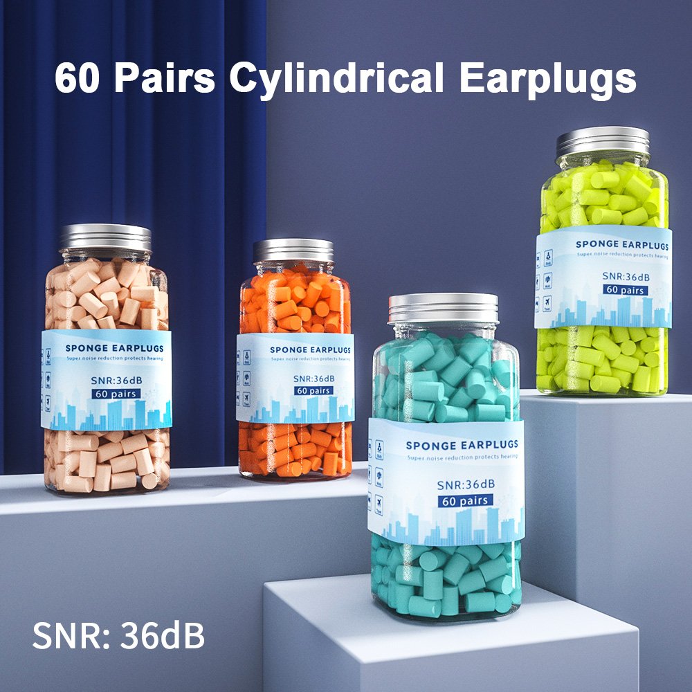 Bulk Cylindrical PU Memory Foam Ear plugs Premium Soft Sleep Earplugs Noise Reduction & Hearing Protection SNR36db