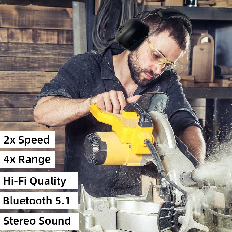 Noise Reduction Built-in Battery CE Approved Bluetooth Hearing Protection Adjustable Sound Proof Sleeping Earmuff
