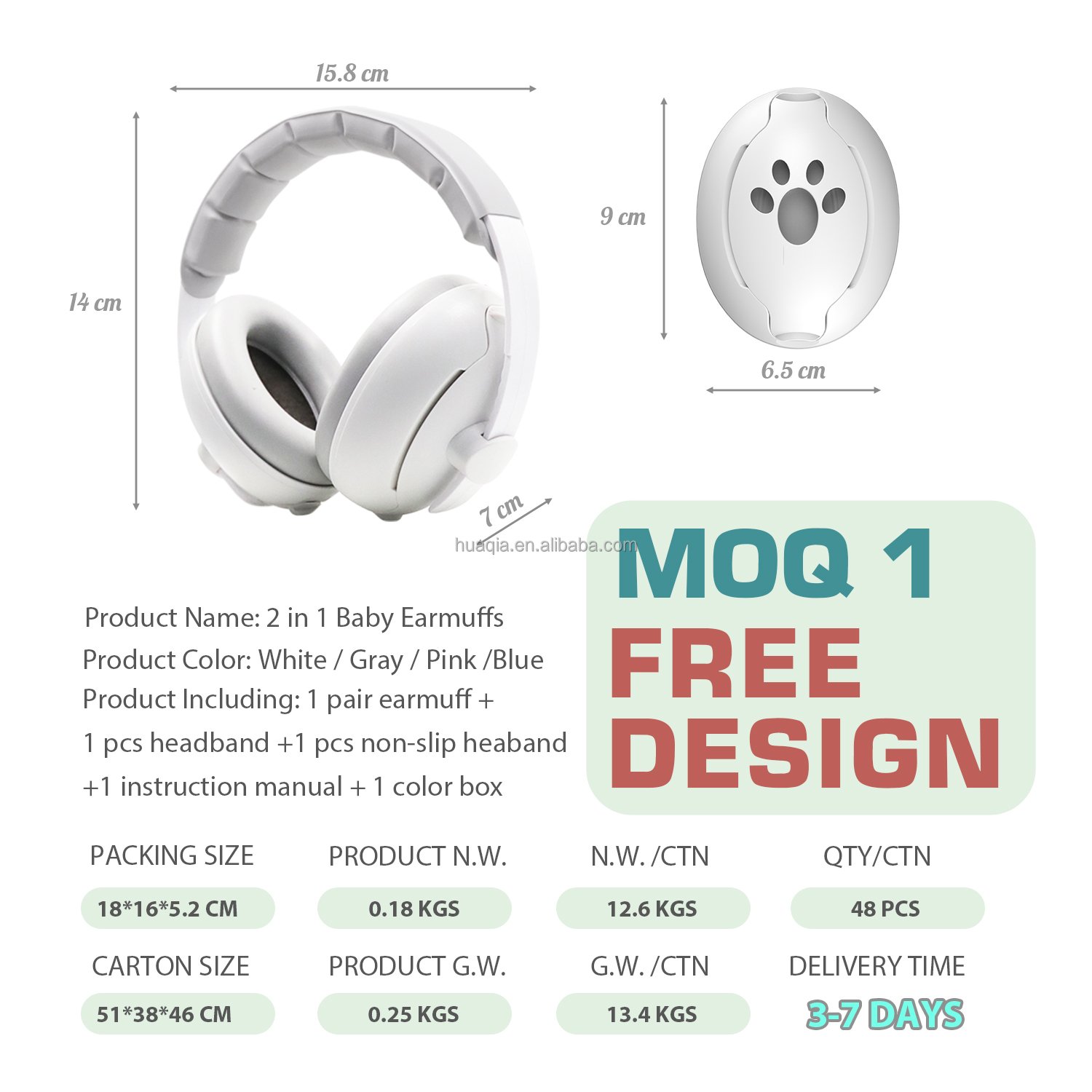 DIY New Design Noise Reduction Ear muff Baby Ear Hearing Protection Children Kids Baby earmuffs for 0-48 months