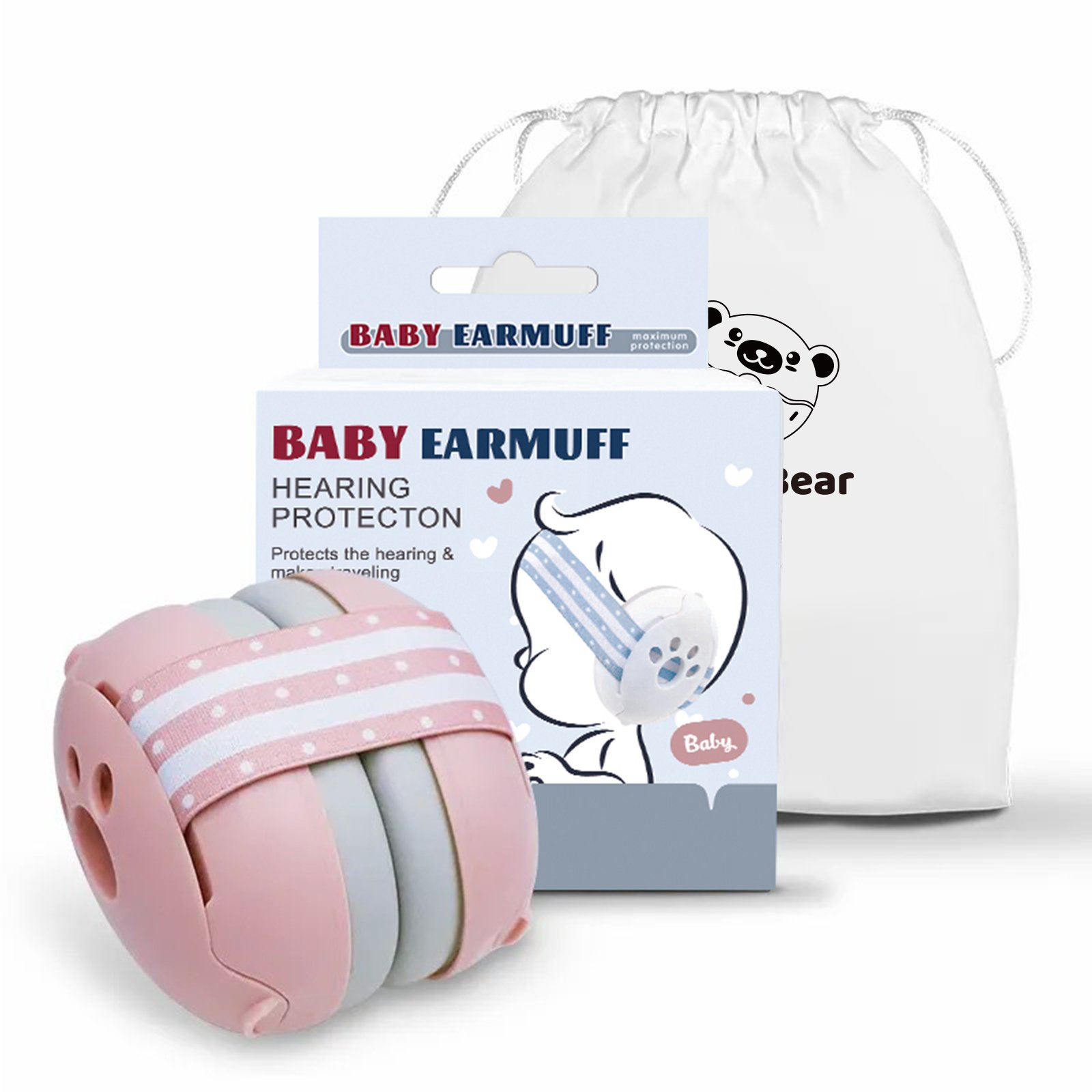 25dB Effectively Reduce Noise Durable ABS Lightweight Anti-slip Headband Baby Hearing Protection Earmuffs For Sleeping