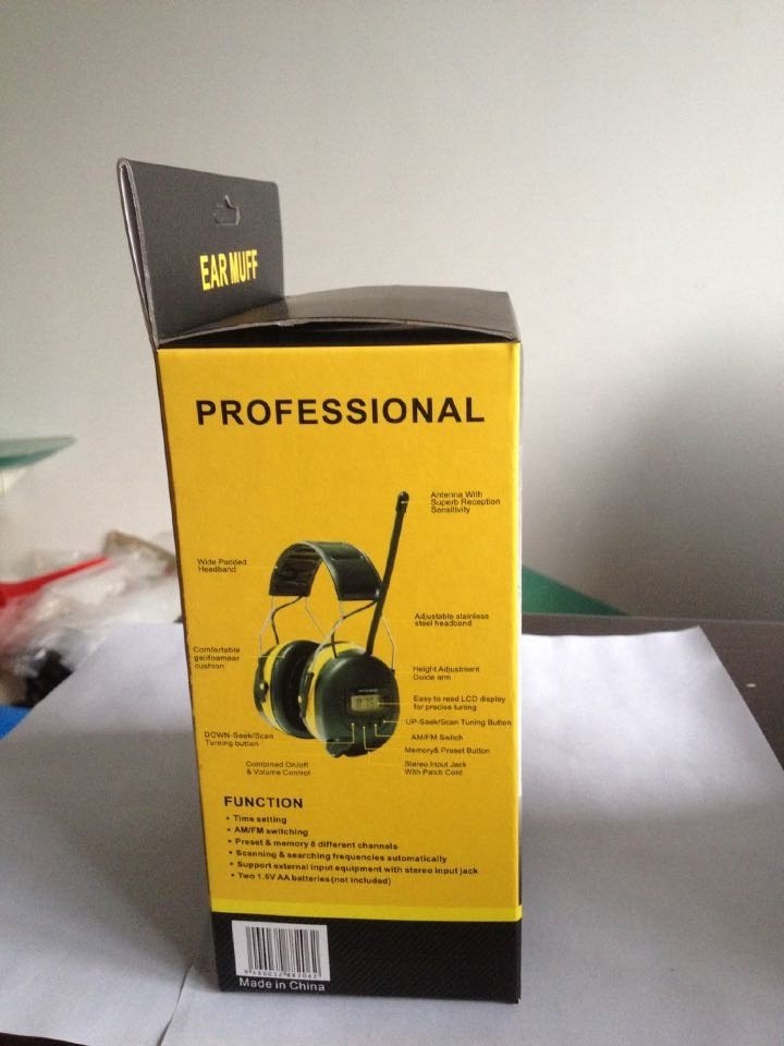 electronic hearing protector with AM/FM radio safety earmuff ear protector