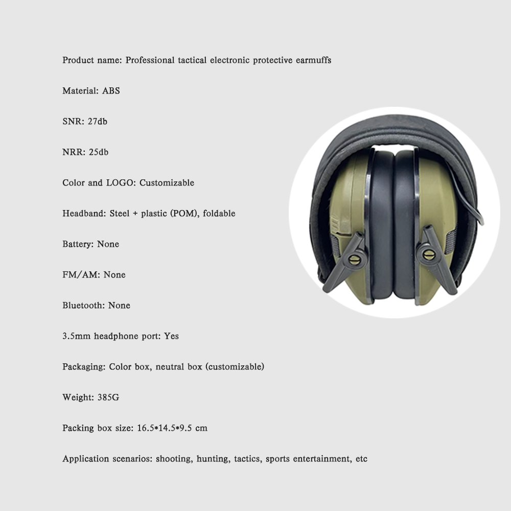Custom ABS Bluetooth Ear Muffs Electronic Shooting Protective Safety Hearing Earmuffs with Noise Reduction Antinoise Features