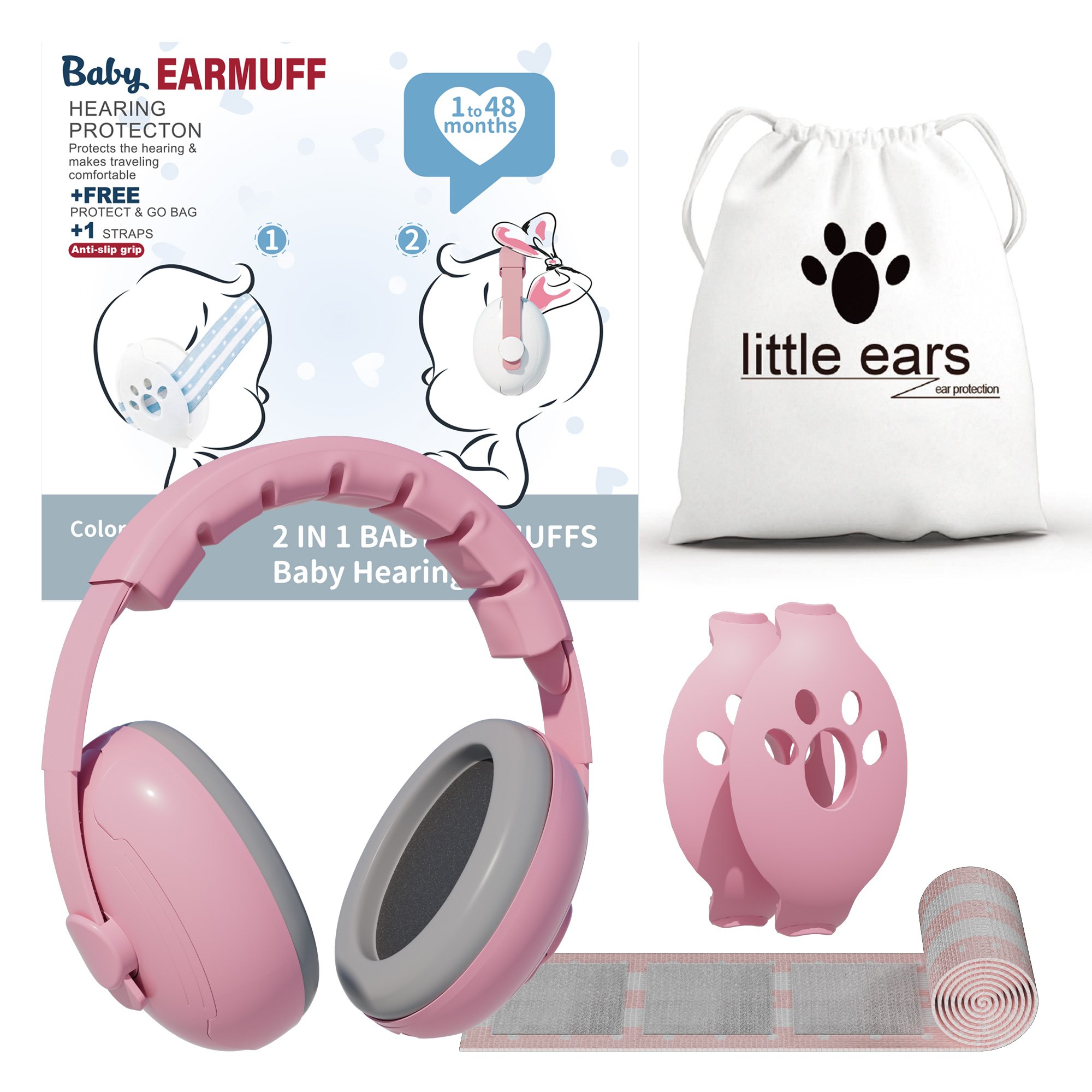 GS010-K Newborn Toddlers Hearing Protector Noise Canceling 2 in 1 Ear Muffs Protection Defender Baby Babies Sleeping Earmuff