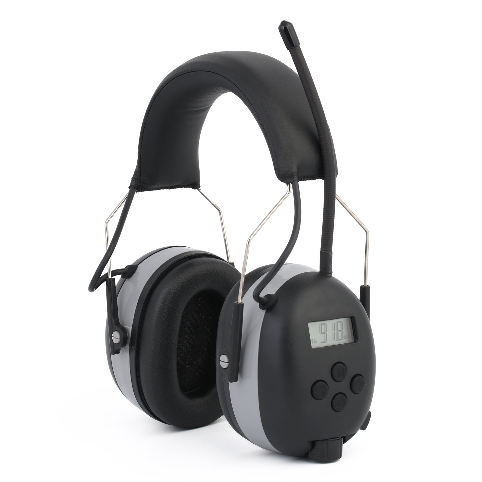 FM AM Radio Headphones with LCD Display 27dB SNR Hearing Protection Safety Earmuffs for Mowing Work Shops