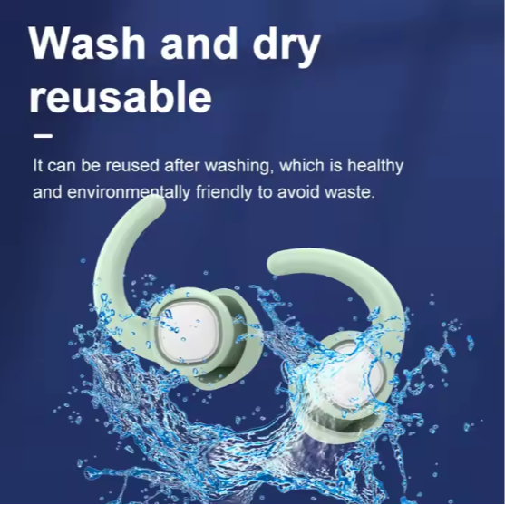 2 Pairs Reusable Silicone Ear Plugs Washable Earplugs for Sleep and Work Noise Cancelling Sound Blocking Hearing Protection