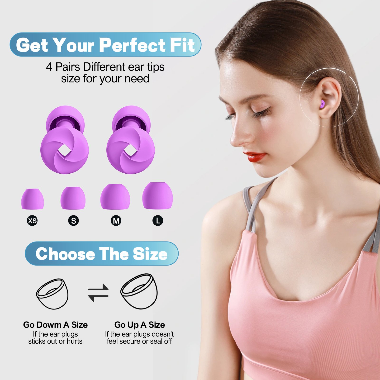 Earplugs Sleep Noise Cancel Hearing Protection Reusable Adjustable Silicone Ear Plugs for sleep