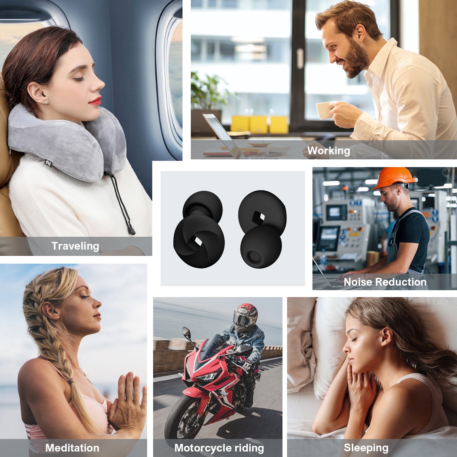 Earplugs Sleep Noise Cancel Hearing Protection Reusable Adjustable Silicone Ear Plugs for sleep