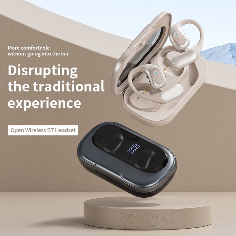 Premium OWS J13 Open Ear Earbuds Open-Ear True Wireless Headphones, BT Headphones w/Mic, OWS Air Conduction Earphones for Travel