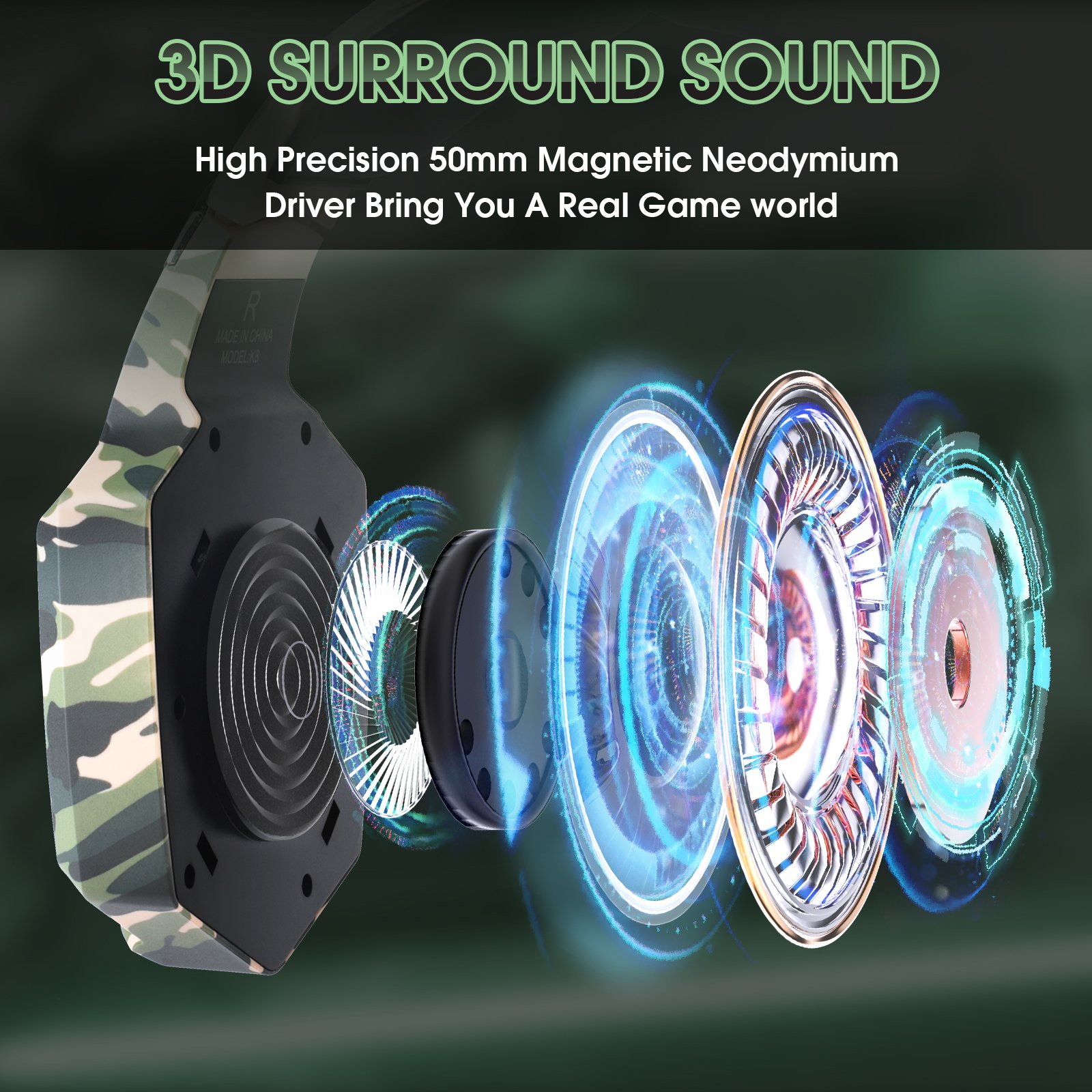 ONIKUMA K8 On-ear hifi earphones & headphones Noise-cancelling wired music earphones headphones